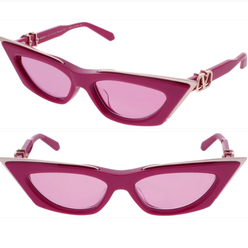 NWT VALENTINO V-GOLDCUT-I PINK CAT EYE WOMEN SUNGLASSES VALENTINO VLS-113C